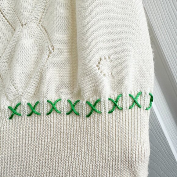Carven “Cross Stitch” Merino Wool Knit in Ivory, Size S (fits like XS/S) - Picture 4 of 10